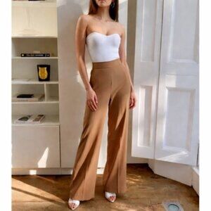 Aritzia Babaton Lincoln Pant Trouser Wide Leg Beige Tan Size 2